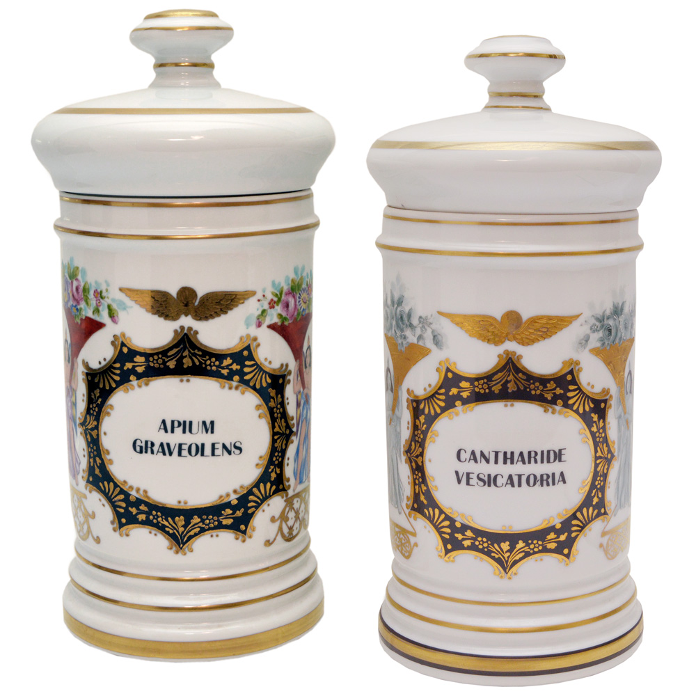 Pendant de potes de farmácia em porcelana. APIUM GRAVEOLENS –...