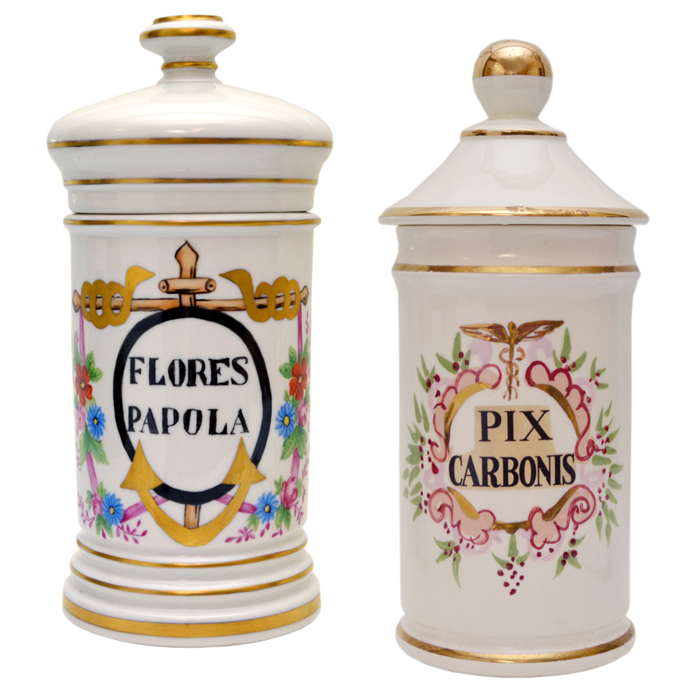 Pendant de potes de farmácia sendo 01 em porcelana FLORES PAPOLA Alt...