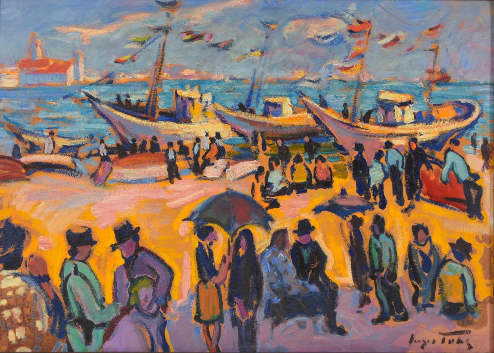 Sérgio Telles (1936-2022), Marinha com figuras - foto 1 de 4