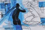 Enrico Bianco (1918-2013), Nu com lavadeiras, 2008 - Técnica mista s/ cartão<br>Ass. inf. direito
