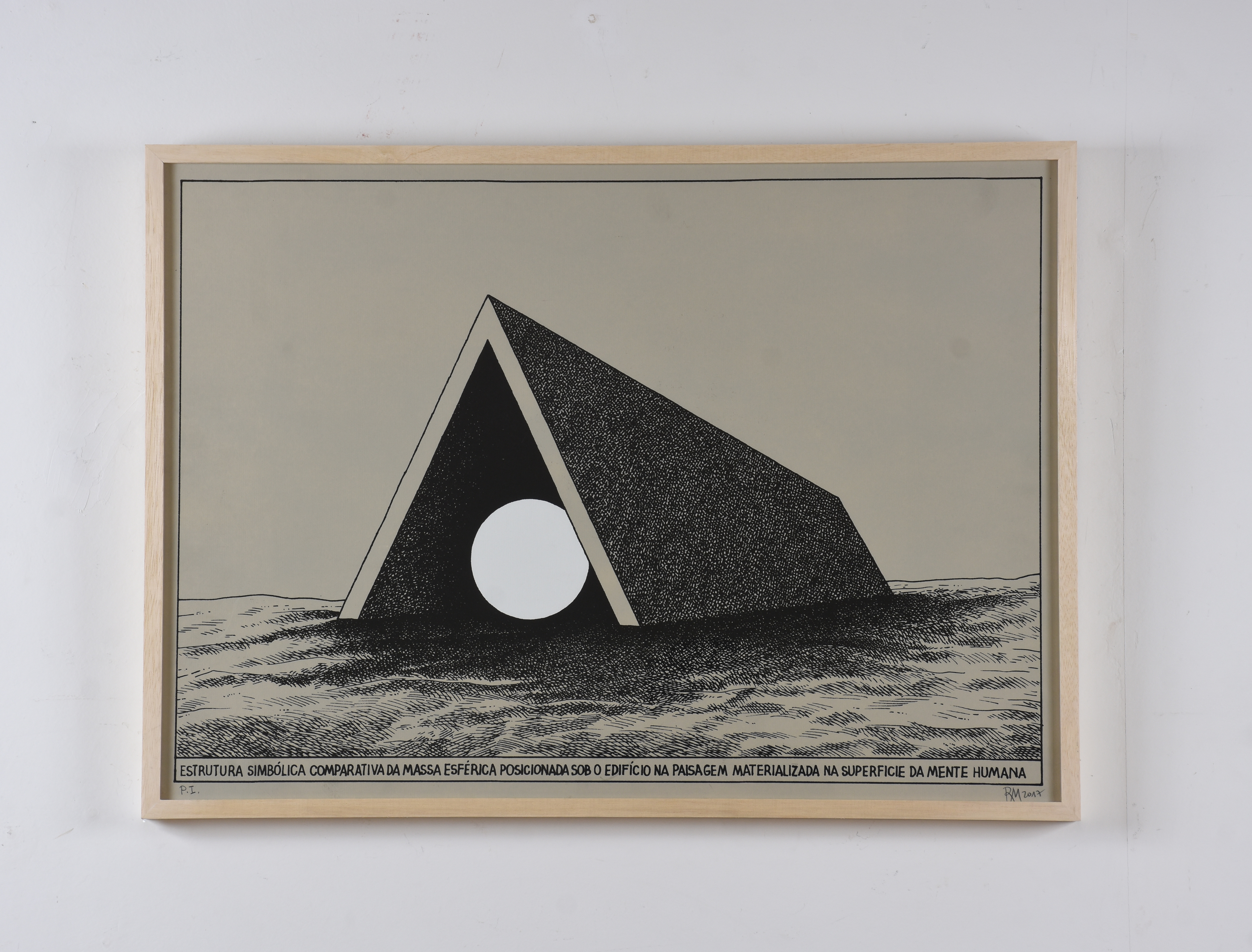 Roberto Magalhães (1940), Estrutura simbólica comparativa da massa esférica posicionada sob o edifício na paisagem materializada na superfície da mente humana - foto 1 de 2