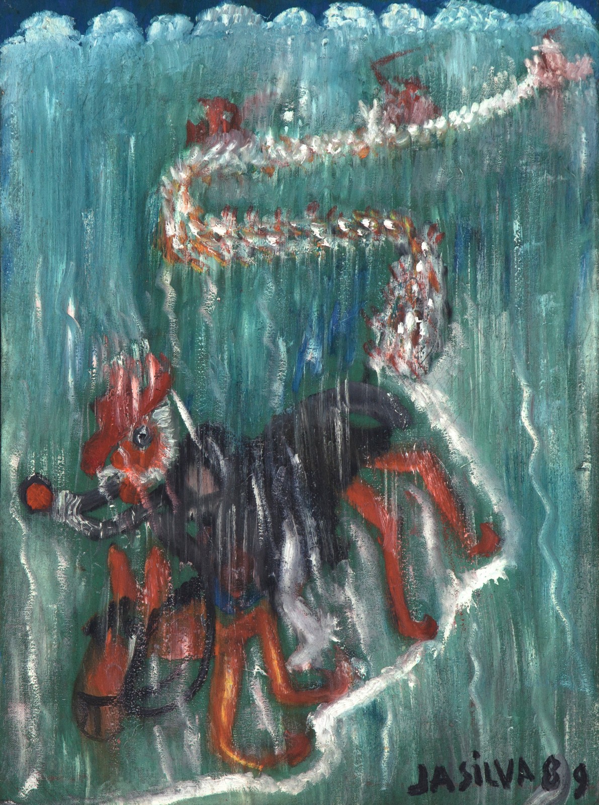 José Antônio da Silva (1909-1996), Boiada na chuva, 1989
