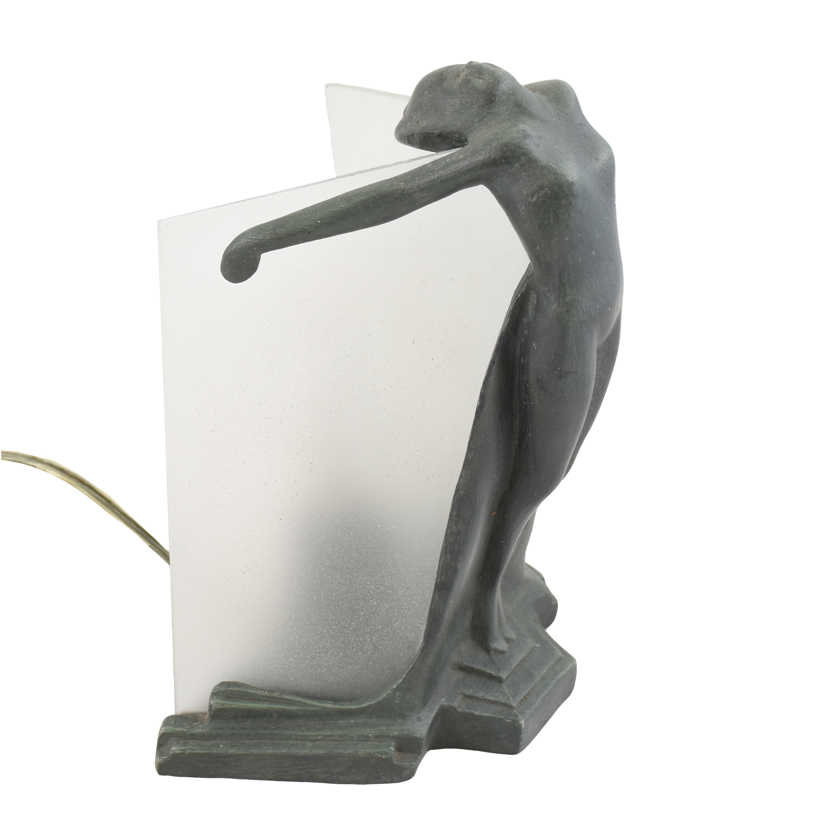 Luminária em metal representando figura feminina estilo Art Deco... - foto 1 de 4