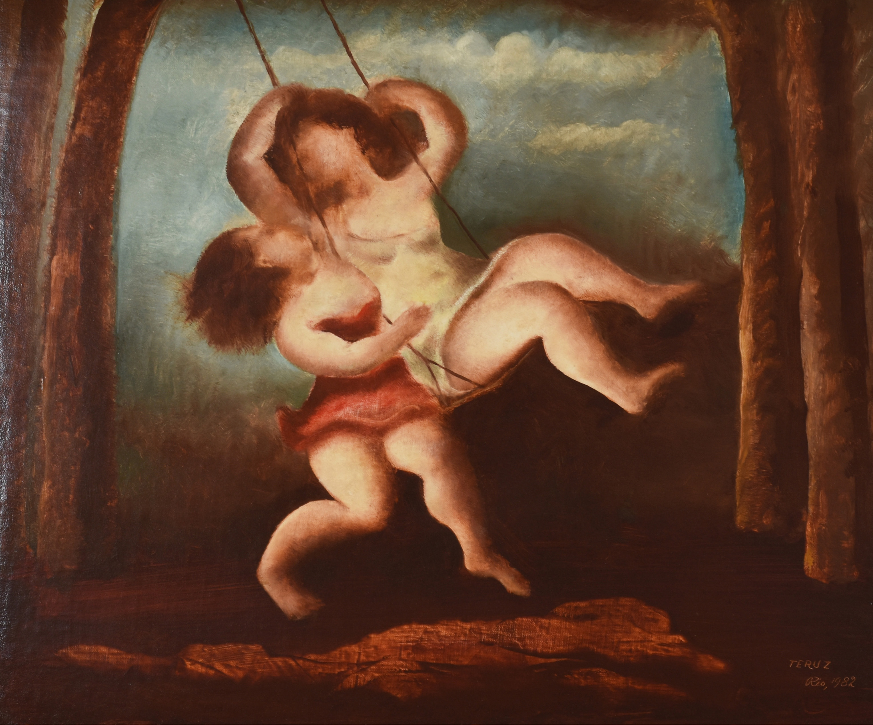 Orlando Teruz (1902-1984), Meninas brincando no balanço - foto 1 de 2