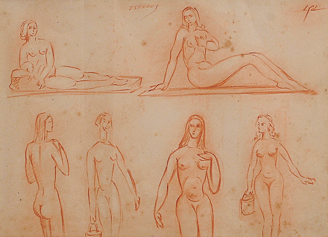 Lelio Coluccini (1910-1983), Estudos: Pudor, Flores do Brasil, Após o banho, Na Fonte - foto 3 de 4