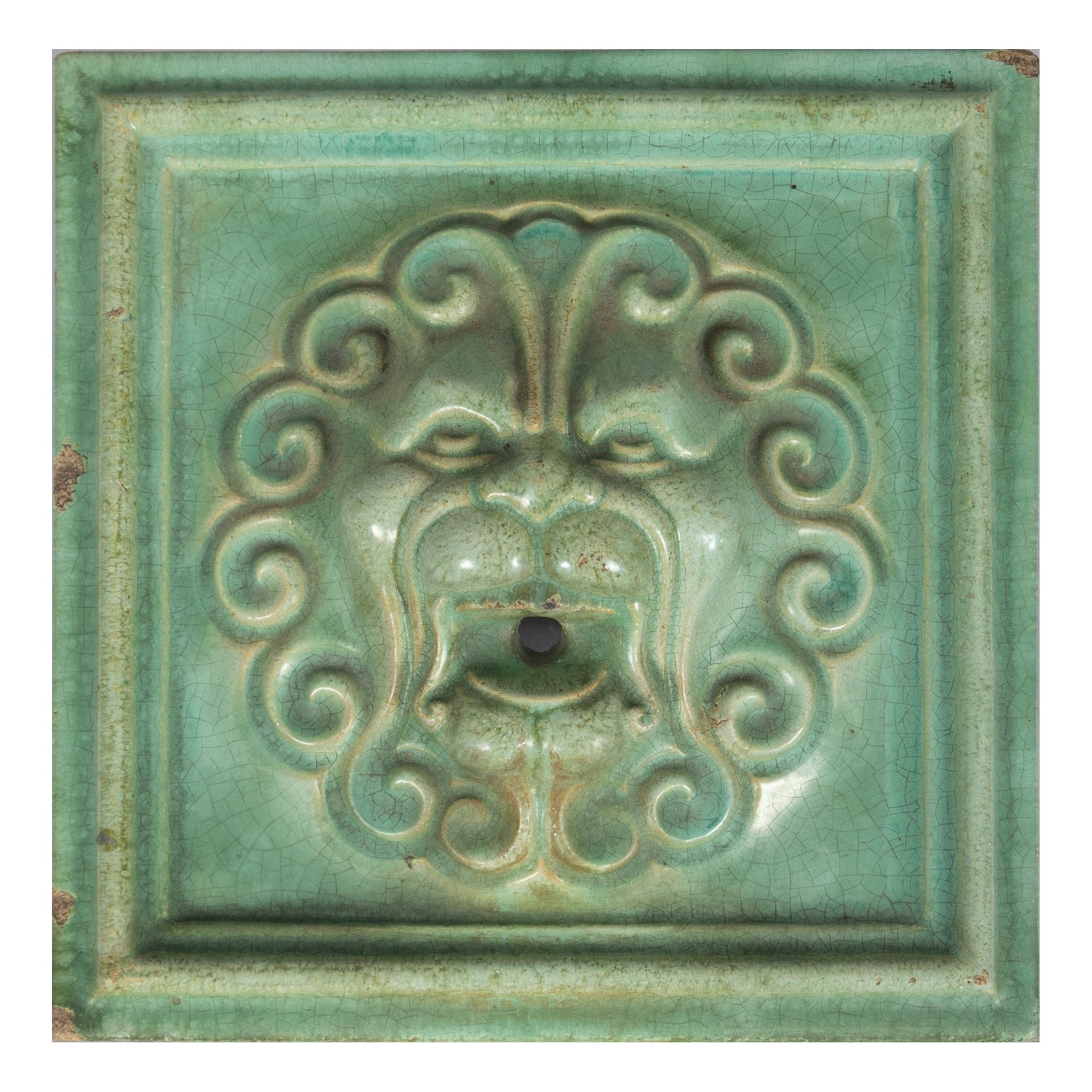 Placa de fonte italiana em cerâmica moldada e ornamentada em alto... - foto 1 de 2