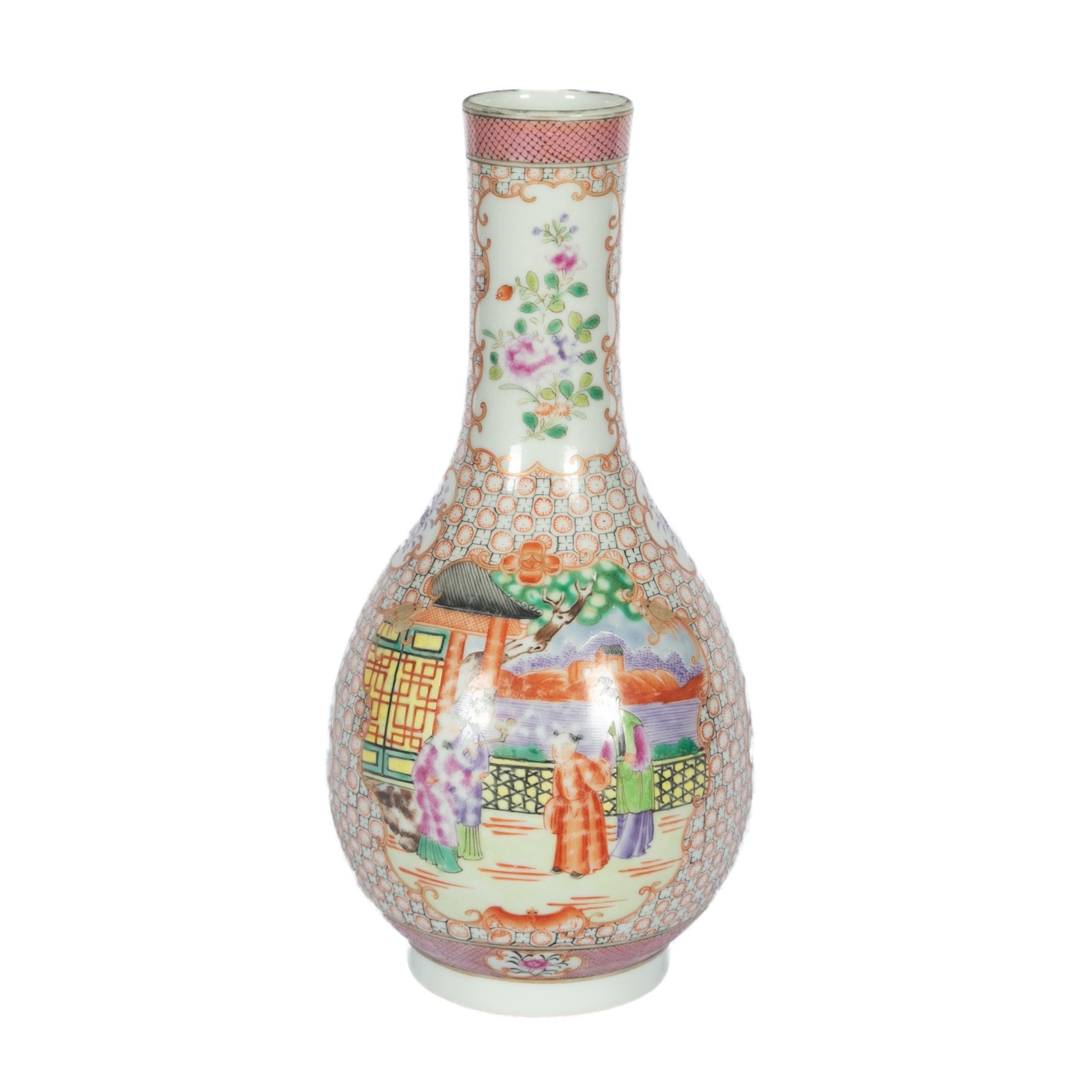 Vaso piriforme com longo gargalo em porcelana chinesa da Companhia... - foto 2 de 3