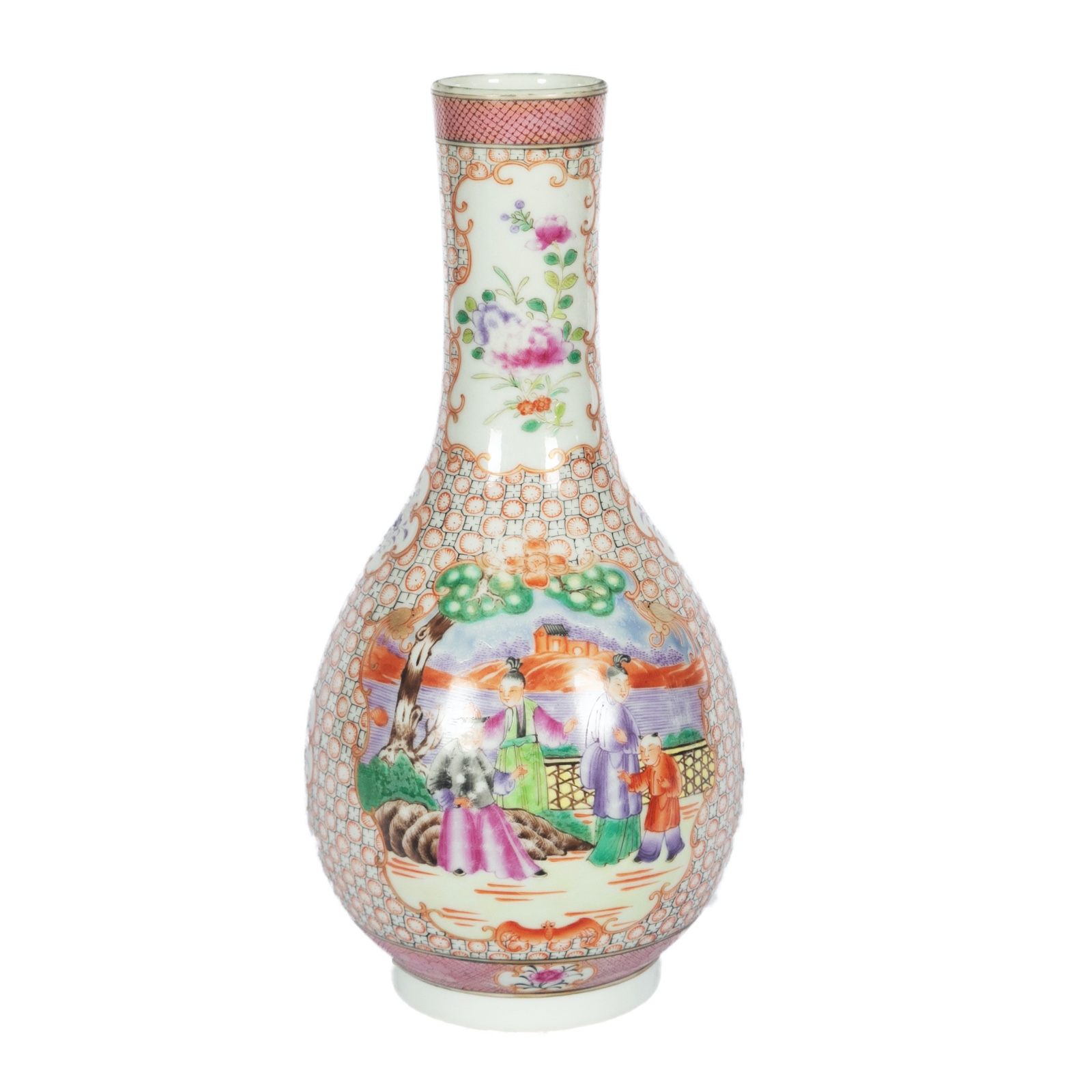 Vaso piriforme com longo gargalo em porcelana chinesa da Companhia... - foto 1 de 3