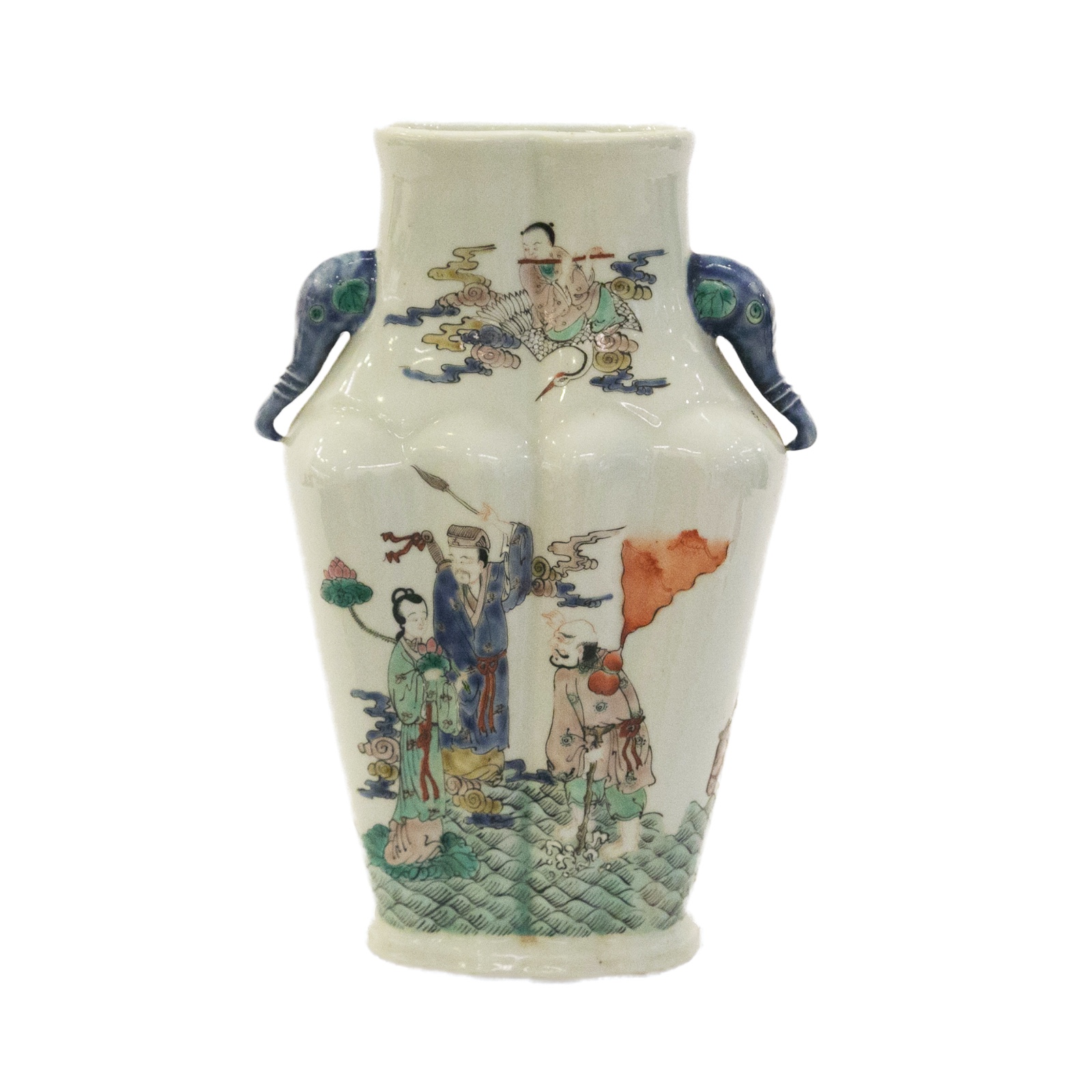 Vaso balaústre achatado em porcelana chinesa. Bojo moldado com... - foto 1 de 3