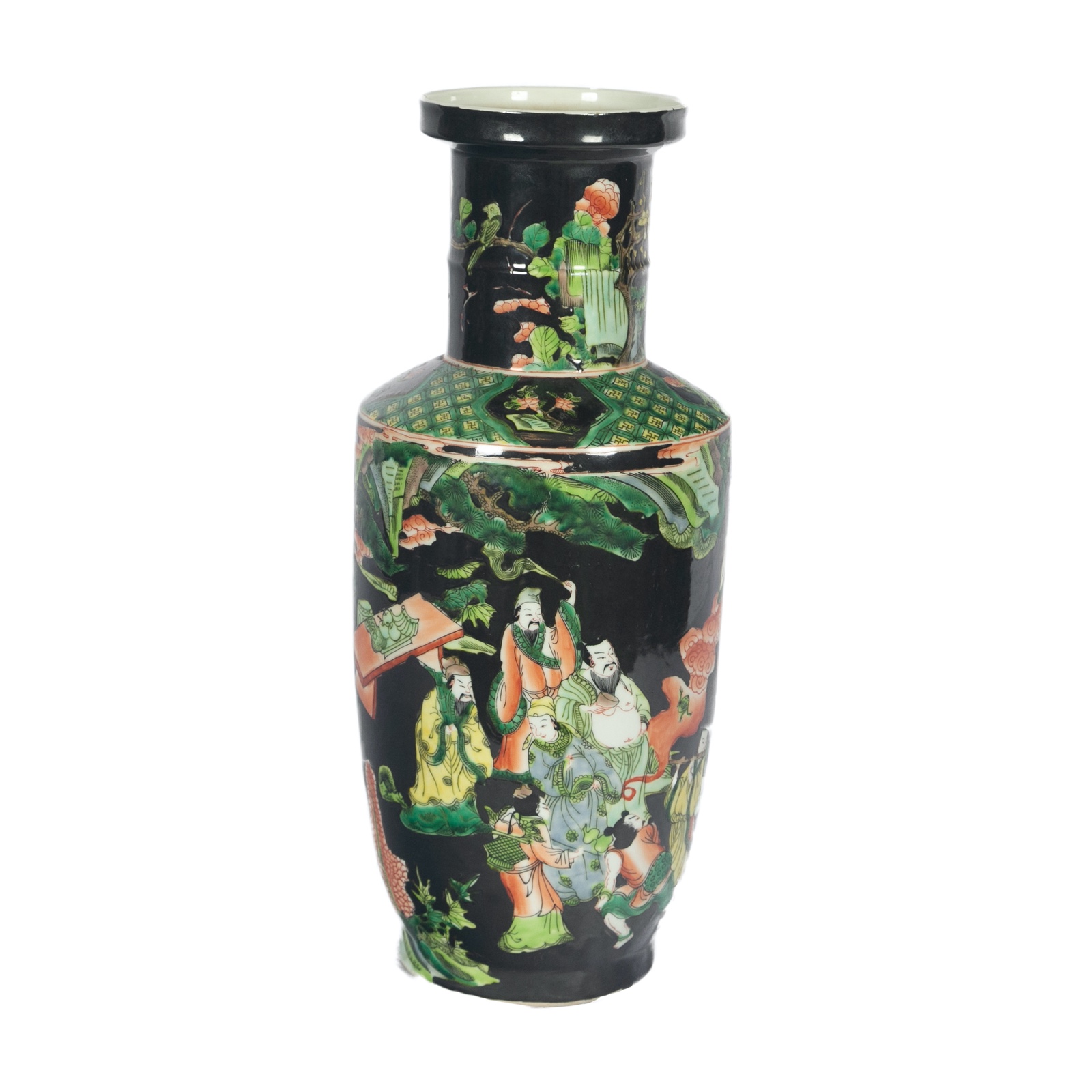 Vaso em porcelana chinesa Famille Noire de formato balaústre... - foto 1 de 3