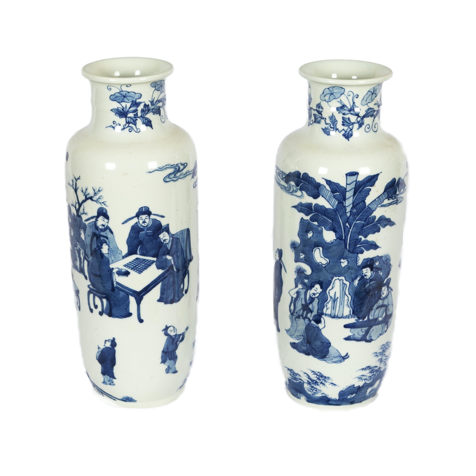 Par de vasos em porcelana chinesa de formato “rouleau”, decorados em... - foto 2 de 4
