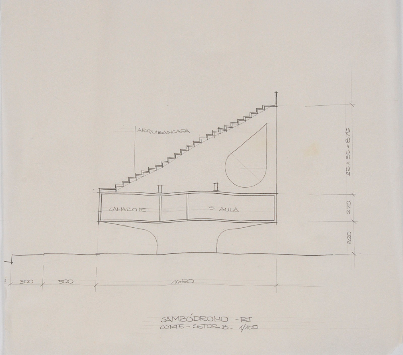 Oscar Niemeyer (1907-2012), Estudo para Sambodromo - RJ - foto 2 de 7