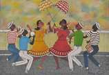 Heitor dos Prazeres (1898-1966), Dança do Frevô - Óleo sobre tela (reentelado)<br>Ass. e datado inf. direito <br>Rio de Janeiro, 1898 -1966<br>Acompanha certificado de autenticidade emitido pelo filho