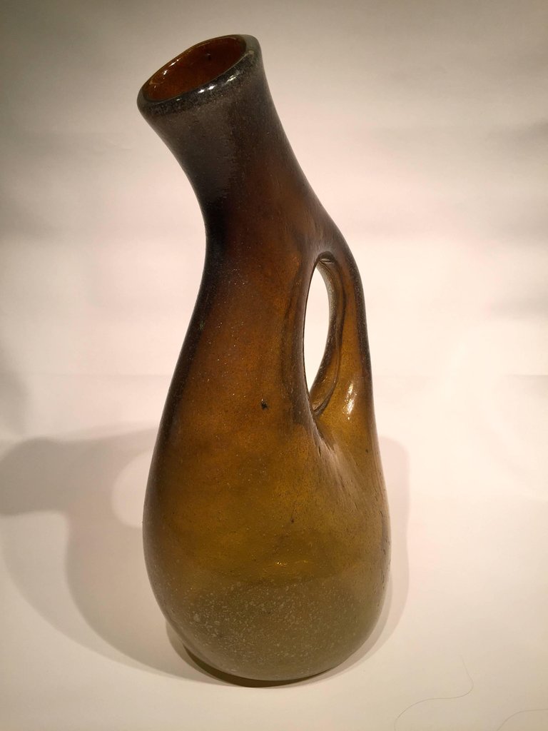 Vaso em vidro artistico soprado de Murano na cor ambar com recorte... - foto 2 de 4