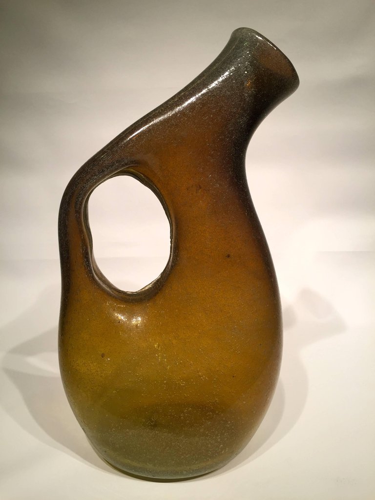 Vaso em vidro artistico soprado de Murano na cor ambar com recorte... - foto 3 de 4