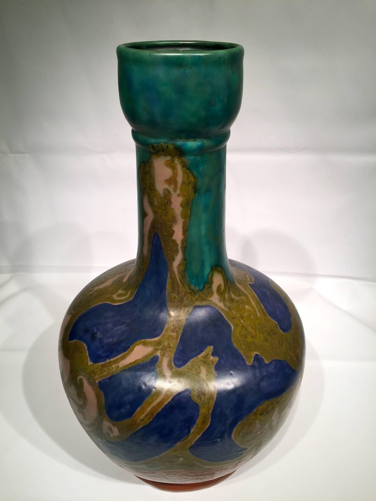 Grande vaso em porcelana holandesa com policramia, Art Nouveau... - foto 2 de 4