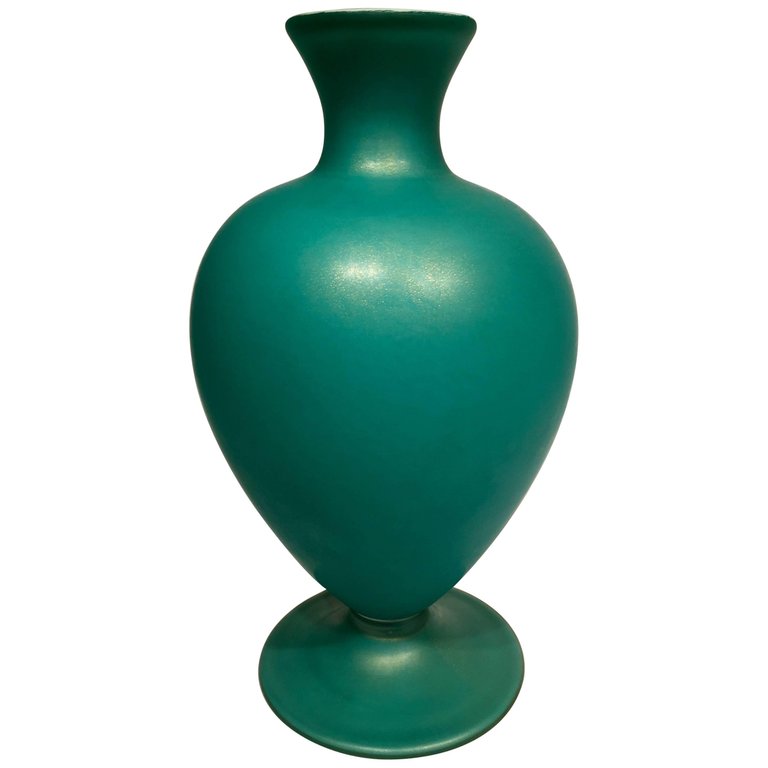 Vaso em vidro artistico soprado de Murano em vidro duplo na cor verde... - foto 1 de 4