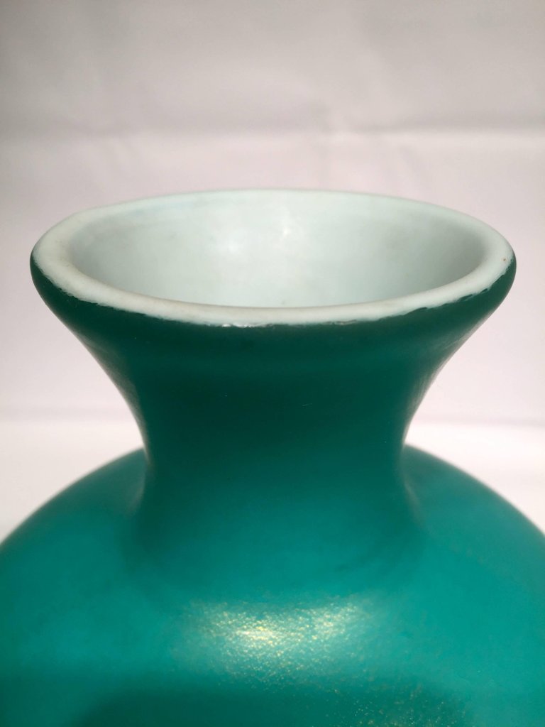 Vaso em vidro artistico soprado de Murano em vidro duplo na cor verde... - foto 3 de 4
