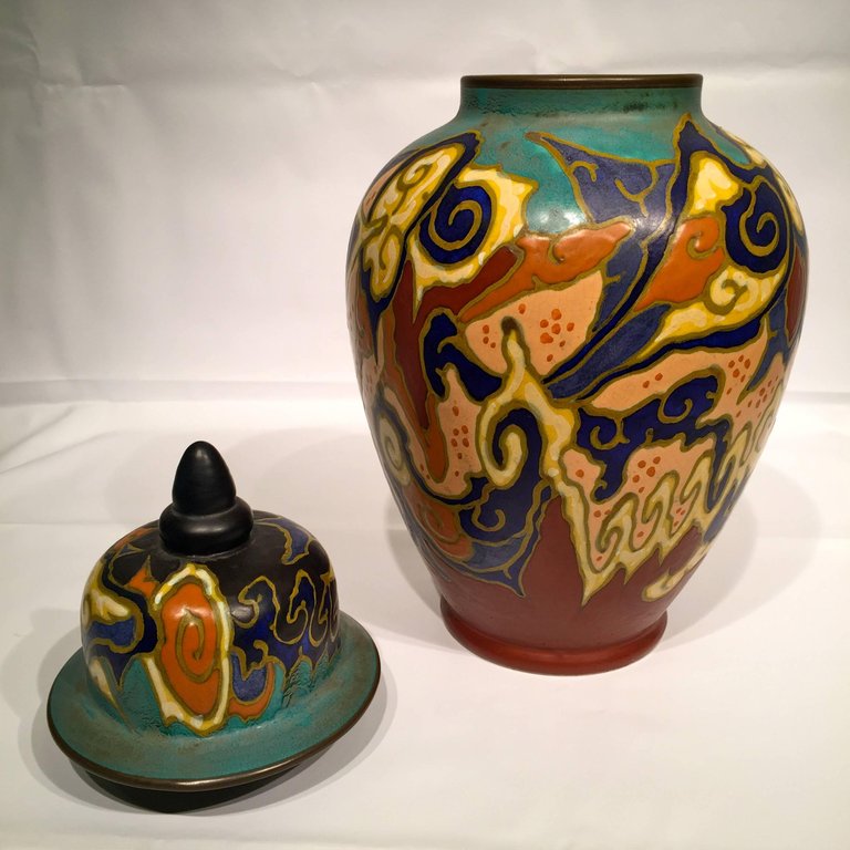 Grande Potiche em porcelana holandesa com policramia, Art Nouveau... - foto 2 de 3