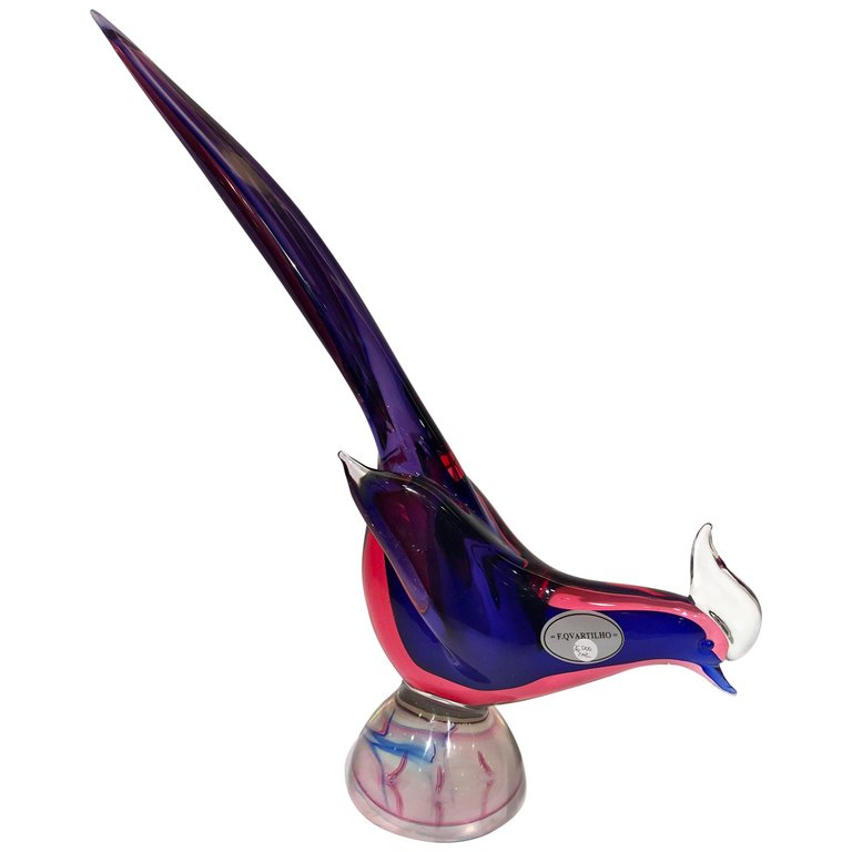 Grande escultura de faisão em vidro artistico soprado de Murano na... - foto 1 de 4