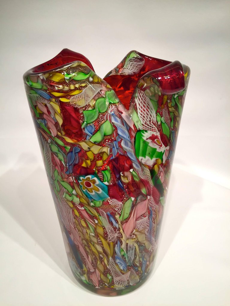 Vaso em vidro artistico soprado de Murano, multicolorido com técnicas... - foto 3 de 5