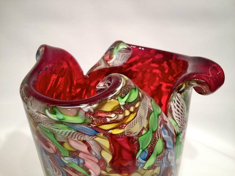 Vaso em vidro artistico soprado de Murano, multicolorido com técnicas... - foto 4 de 5