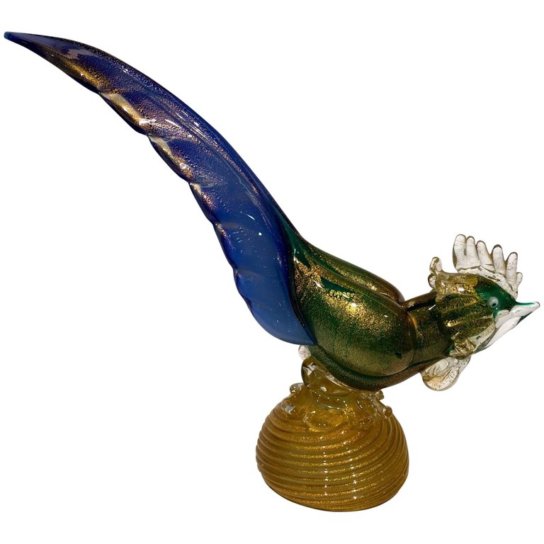 Grande escultura de faisão em vidro artistico soprado de Murano nas... - foto 1 de 4