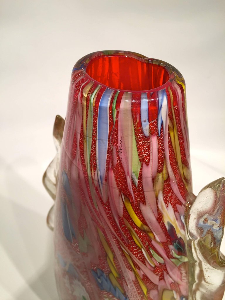 Vaso em vidro artistico soprado de Murano, multicolorido com técnicas... - foto 2 de 4