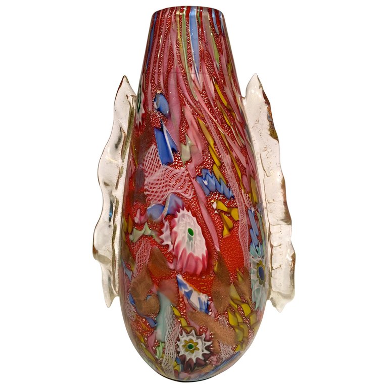 Vaso em vidro artistico soprado de Murano, multicolorido com técnicas... - foto 1 de 4