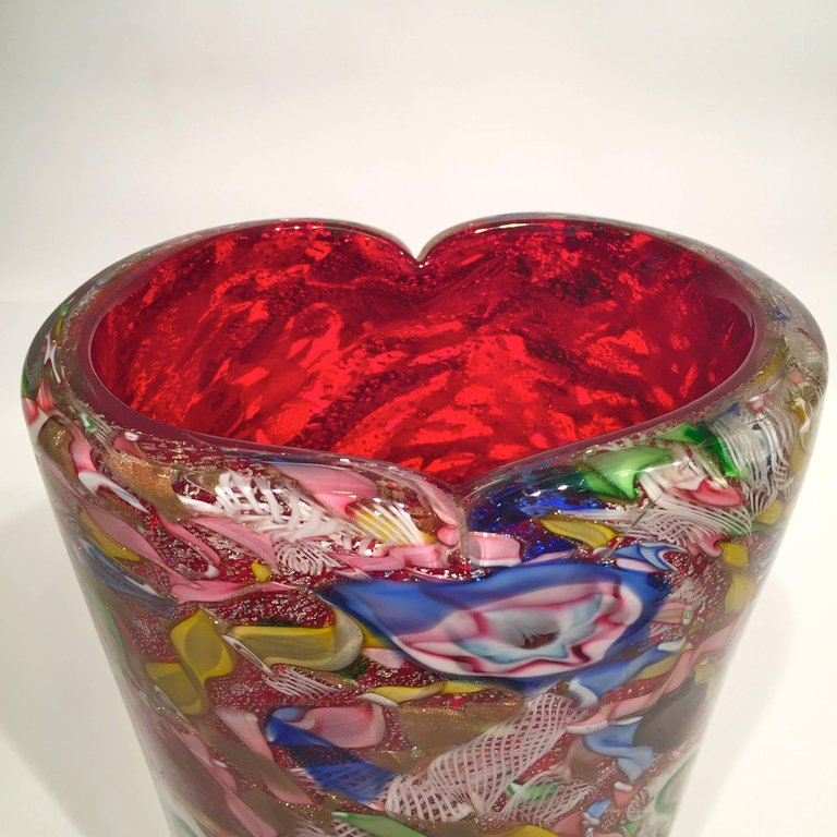Vaso em vidro artistico soprado de Murano, multicolorido com técnicas... - foto 3 de 5