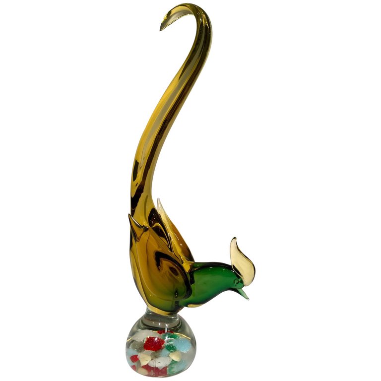 Grande escultura de faisão em vidro artistico soprado de Murano na... - foto 1 de 4
