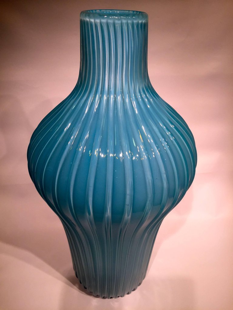 Grande vaso em vidro artístico soprado de Murano na cor azul turquesa... - foto 4 de 4