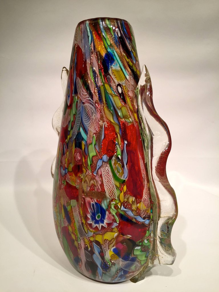 Vaso em vidro artistico soprado de Murano, multicolorido com técnicas... - foto 2 de 5