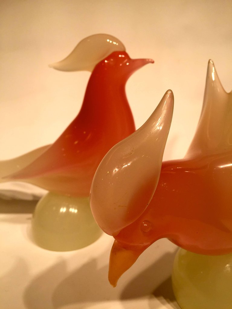 Par de esculturas de faisões em vidro artistico soprado de Murano na... - foto 2 de 3