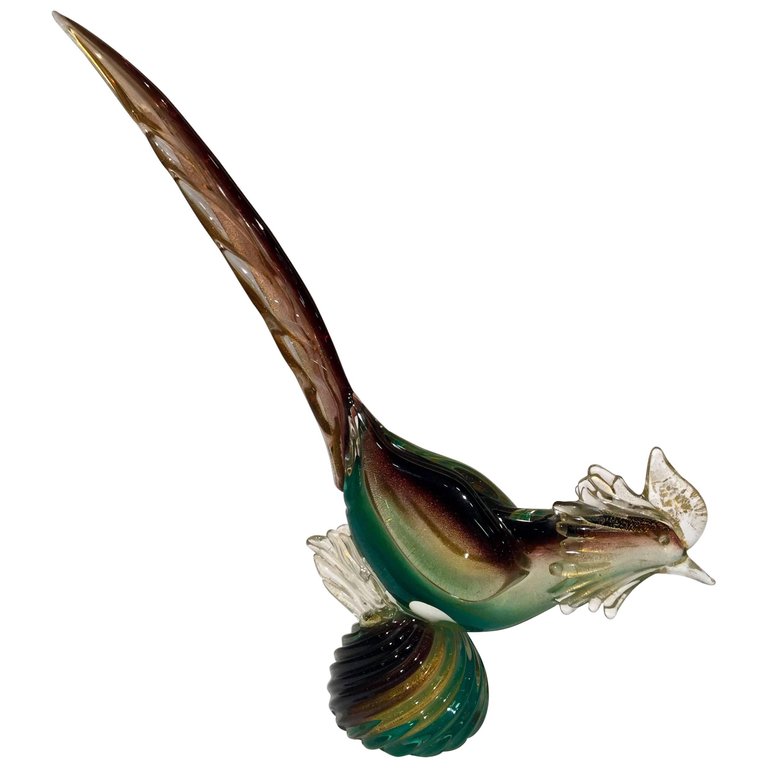 Grande escultura de faisão em vidro artistico soprado de Murano na... - foto 1 de 4
