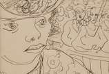 Roberto Burle Marx (1909-1994), MULHER DE CHAPÉ... - <br>Desenho Original em caneta tinteiro sobre bloco de notário, datado de 1942.<br><br>Acompanha fotografia escrita e firmada por Haruyoshi Ono,...