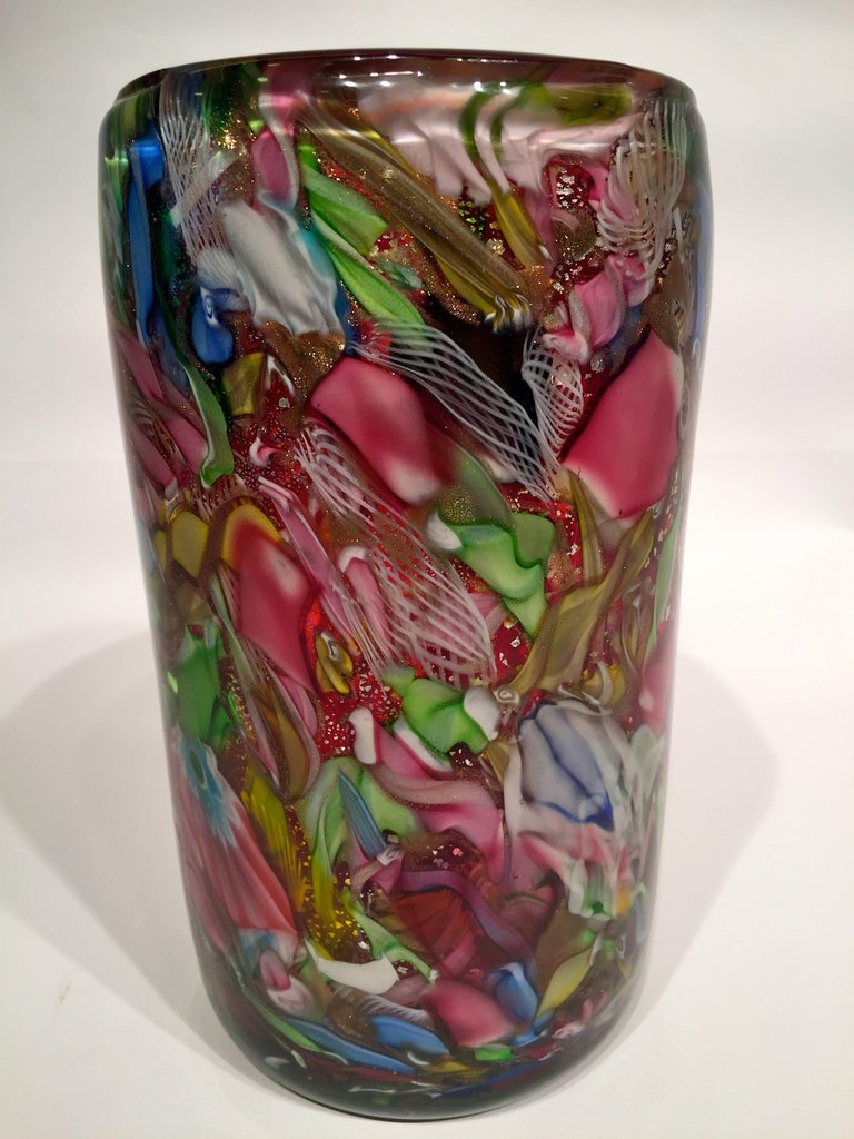 Vaso em vidro artistico soprado de Murano, multicolorido com técnicas... - foto 2 de 4
