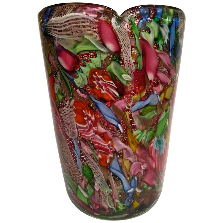 Vaso em vidro artistico soprado de Murano, multicolorido com técnicas... - foto 1 de 4