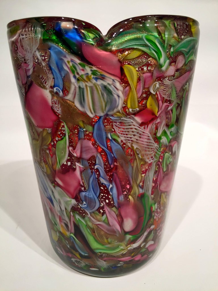 Vaso em vidro artistico soprado de Murano, multicolorido com técnicas... - foto 4 de 4