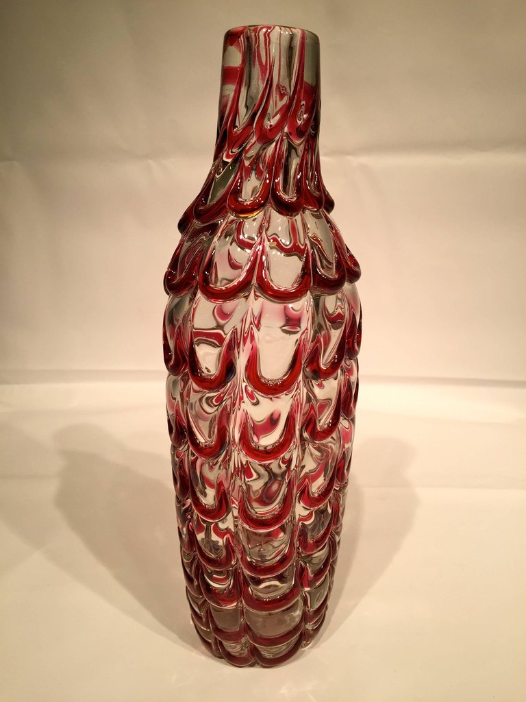 Vaso em vidro artistico soprado de Murano transparente com repuxados... - foto 2 de 5