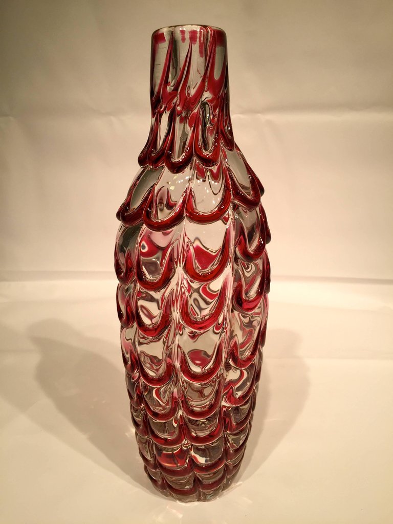 Vaso em vidro artistico soprado de Murano transparente com repuxados... - foto 5 de 5