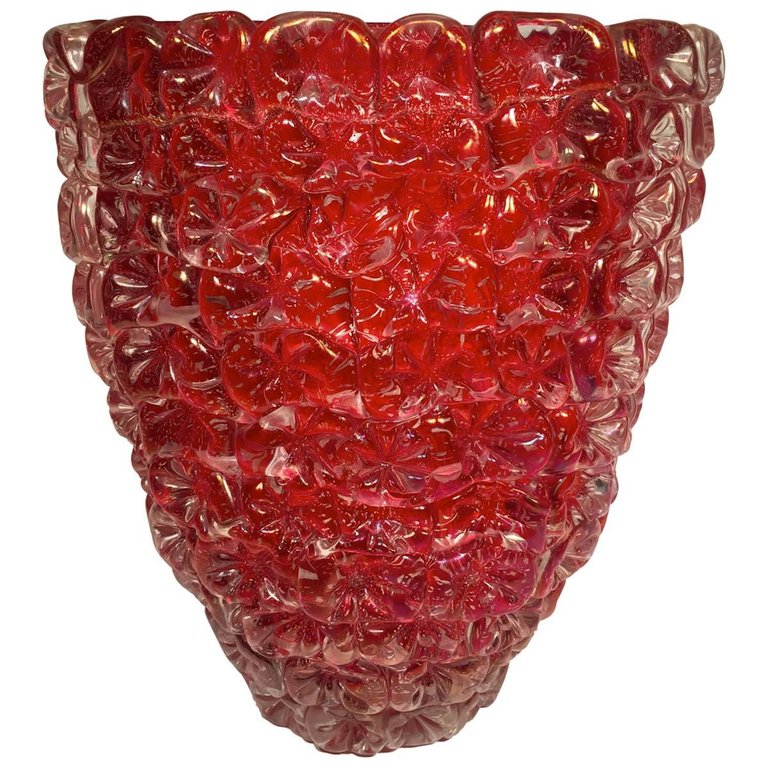 Vaso em vidro artistico soprado de Murano na cor Rubi com intensa... - foto 1 de 4