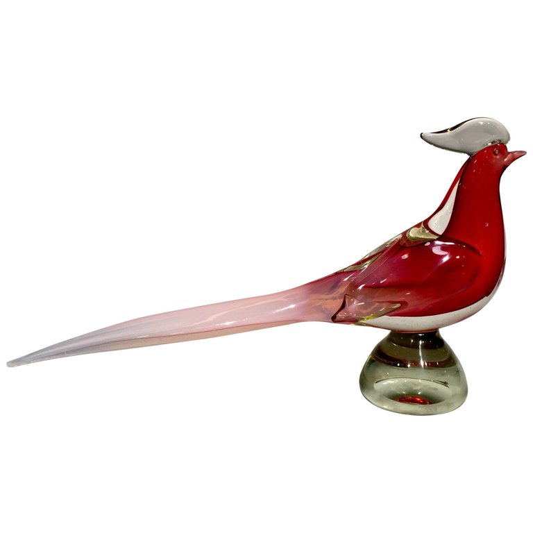 Grande escultura de faisão em vidro artistico soprado de Murano na... - foto 1 de 4