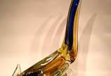 Grande escultura de faisão em vidro artistico s... - Grande escultura de faisão em vidro artistico soprado de Murano nas cores ambar e azul. Crista, bico e base aplicados a quente. 
Desenhado por I...