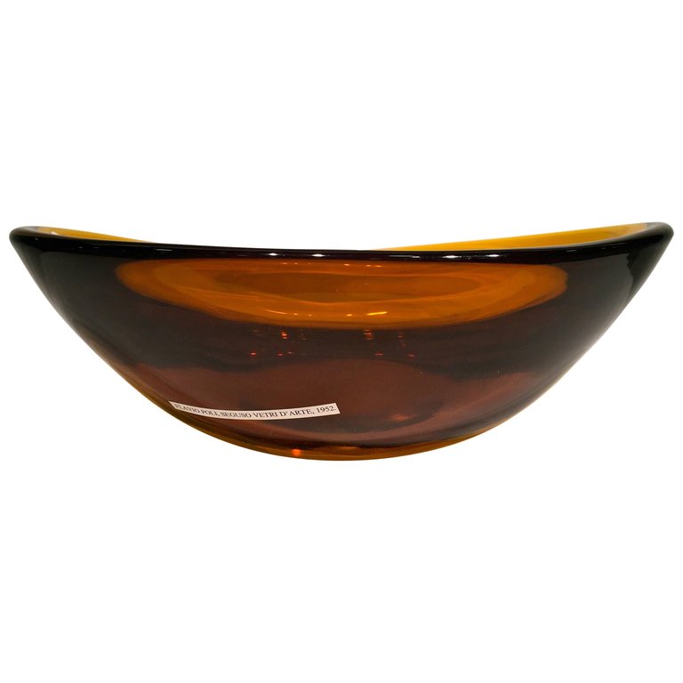 Vaso em vidro artistico soprado de Murano na cor ambar em técnica... - foto 1 de 2