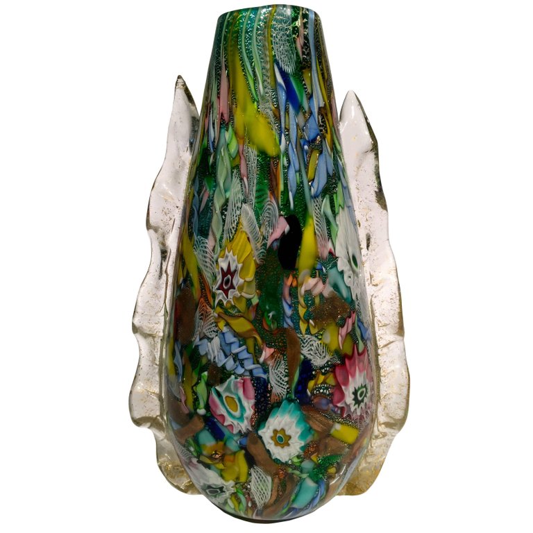 Vaso em vidro artistico soprado de Murano, multicolorido com técnicas... - foto 1 de 5