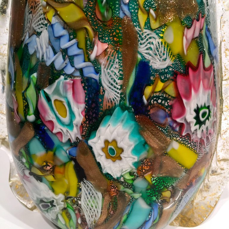 Vaso em vidro artistico soprado de Murano, multicolorido com técnicas... - foto 2 de 5