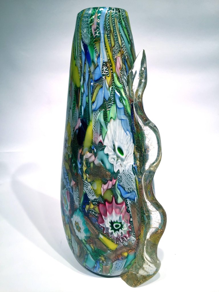 Vaso em vidro artistico soprado de Murano, multicolorido com técnicas... - foto 4 de 5
