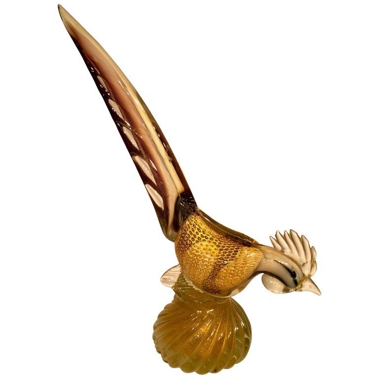 Grande escultura de faisão em vidro artistico soprado de Murano... - foto 1 de 3