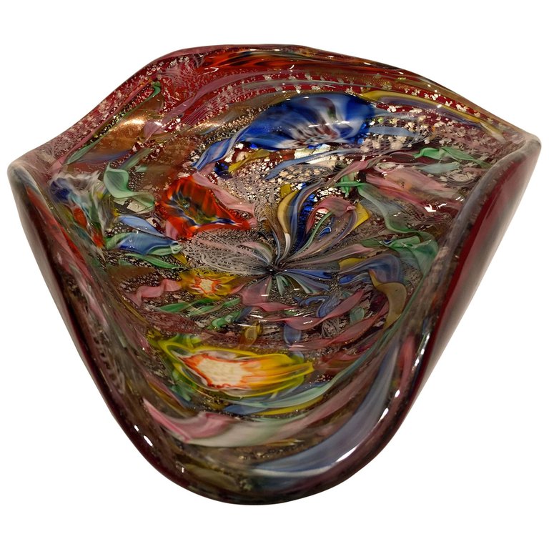 Bowl em vidro artistico soprado de Murano, multicolorido com técnicas... - foto 1 de 5